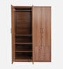 Kibo 4 Door Wardrobe In Lyon Walnut Finish With Adjustable Shelf & Drawer