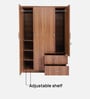 Kibo 4 Door Wardrobe In Lyon Walnut Finish With Adjustable Shelf & Drawer