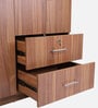 Kibo 4 Door Wardrobe In Lyon Walnut Finish With Mirror & Adjustable Shelf & Drawer