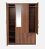 Kibo 4 Door Wardrobe In Lyon Walnut Finish With Mirror & Adjustable Shelf & Drawer