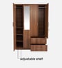 Kibo 4 Door Wardrobe In Lyon Walnut Finish With Mirror & Adjustable Shelf & Drawer