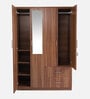 Kibo 4 Door Wardrobe In Lyon Walnut Finish With Mirror & Adjustable Shelf & Drawer