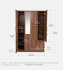 Kibo 4 Door Wardrobe In Lyon Walnut Finish With Mirror & Adjustable Shelf & Drawer