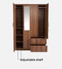 Kibo 4 Door Wardrobe In Lyon Walnut Finish With Mirror & Adjustable Shelf & Drawer