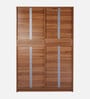 Kibo 4 Door Wardrobe In Lyon Walnut Finish With Mirror & Adjustable Shelf & Drawer