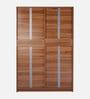 Kibo 4 Door Wardrobe In Lyon Walnut Finish With Mirror & Adjustable Shelf & Drawer