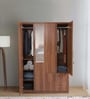 Kibo 4 Door Wardrobe In Lyon Walnut Finish With Mirror & Adjustable Shelf & Drawer
