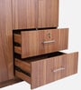 Kibo 4 Door Wardrobe In Lyon Walnut Finish With Mirror & Adjustable Shelf & Drawer