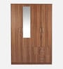 Kibo 4 Door Wardrobe In Lyon Walnut Finish With Mirror & Adjustable Shelf & Drawer
