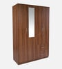 Kibo 4 Door Wardrobe In Lyon Walnut Finish With Mirror & Adjustable Shelf & Drawer