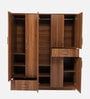 Kibo 5 Door Wardrobe In Lyon Walnut Finish With Adjustable Shelf & Drawer