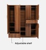 Kibo 5 Door Wardrobe In Lyon Walnut Finish With Adjustable Shelf & Drawer