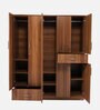 Kibo 5 Door Wardrobe In Lyon Walnut Finish With Adjustable Shelf & Drawer