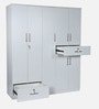 Kibo 5 Door Wardrobe In Off White Finish With Adjustable Shelf & Drawer
