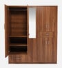 Kibo 5 Door Wardrobe With Adjustable Shelf In Lyon Walnut Finish With Mirror & Drawer