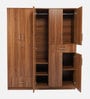 Kibo 5 Door Wardrobe With Adjustable Shelf In Lyon Walnut Finish With Mirror & Drawer