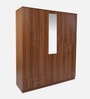 Kibo 5 Door Wardrobe With Adjustable Shelf In Lyon Walnut Finish With Mirror & Drawer
