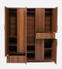 Kibo 5 Door Wardrobe With Adjustable Shelf In Lyon Walnut Finish With Mirror & Drawer