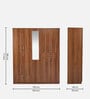 Kibo 5 Door Wardrobe With Adjustable Shelf In Lyon Walnut Finish With Mirror & Drawer