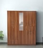 Kibo 5 Door Wardrobe With Adjustable Shelf In Lyon Walnut Finish With Mirror & Drawer