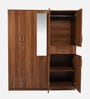 Kibo 5 Door Wardrobe With Adjustable Shelf In Lyon Walnut Finish With Mirror & Drawer