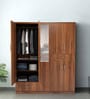 Kibo 5 Door Wardrobe With Adjustable Shelf In Lyon Walnut Finish With Mirror & Drawer