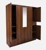 Kibo 5 Door Wardrobe With Adjustable Shelf In Lyon Walnut Finish With Mirror & Drawer