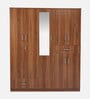 Kibo 5 Door Wardrobe With Adjustable Shelf In Lyon Walnut Finish With Mirror & Drawer
