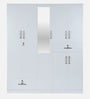 Kibo 5 Door Wardrobe With Adjustable Shelf In Off White With Mirror & Drawer