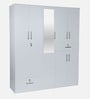 Kibo 5 Door Wardrobe With Adjustable Shelf In Off White With Mirror & Drawer