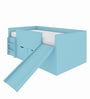 Kiddie Low Loft Bed with Drawer Storage, Slide & Ladder in Baby Blue Finish