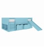 Kiddie Low Loft Bed with Drawer Storage, Slide & Ladder in Baby Blue Finish