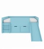 Kiddie Low Loft Bed with Drawer Storage, Slide & Ladder in Baby Blue Finish