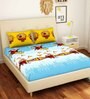Motu Patlu Themed Double Bedsheet with 2 Pillow Cover in Blue & Yellow Colour