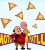 Motu Patlu Themed Double Bedsheet with 2 Pillow Cover in Blue & Yellow Colour