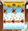 Motu Patlu Themed Double Bedsheet with 2 Pillow Cover in Blue & Yellow Colour
