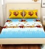 Motu Patlu Themed Double Bedsheet with 2 Pillow Cover in Blue & Yellow Colour