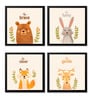 To Me to You Multicolour Paper & Wood Framed Wildlife Art Print Set of 4