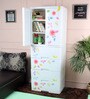 Bologna Flower Plastic Kids 2 Door Wardrobe in White Colour