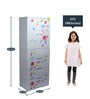 Bologna Flower Plastic Kids 2 Door Wardrobe in White Colour