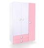Kids 3 Door Wardrobe with Drawers in Pink & White Colour