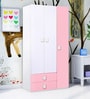 Kids 3 Door Wardrobe with Drawers in Pink & White Colour
