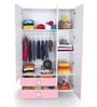 Kids 3 Door Wardrobe with Drawers in Pink & White Colour