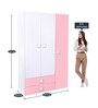 Kids 3 Door Wardrobe with Drawers in Pink & White Colour
