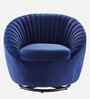 Kieon Velvet Fabric Barrel Chair In Blue Colour