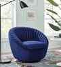 Kieon Velvet Fabric Barrel Chair In Blue Colour