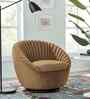 Kieon Velvet Fabric Barrel Chair In Brown Colour
