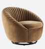 Kieon Velvet Fabric Barrel Chair In Brown Colour