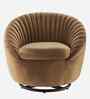 Kieon Velvet Fabric Barrel Chair In Brown Colour