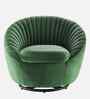 Kieon Velvet Fabric Barrel Chair In Green Colour